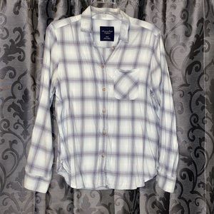 American Eagle light blue & gray Flannel